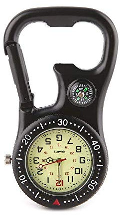 XIXIDIAN Klettern Carabiner Leuchtwache Hängen Schnalle Kompass Flaschenöffner Analoges Display für Überleben des Outdoors Camping Jagd