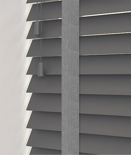 Real Wood Venetian Blind [White, 75cm Width x 120cm Drop, Tape]