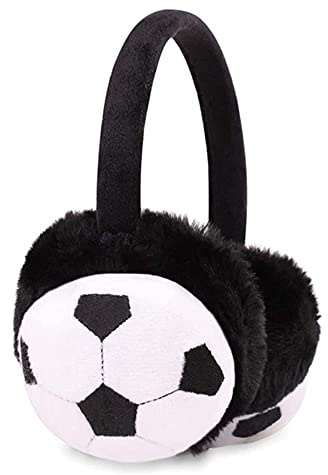Kids Winter Furry Earmuffs Plush Football Pattern Ear Warmer Cold Weather Warm Outdoor Activities Earflap Ear Protector for Boys Girls Baby Toddlers World Cup Soccer Event Football Party Accessories