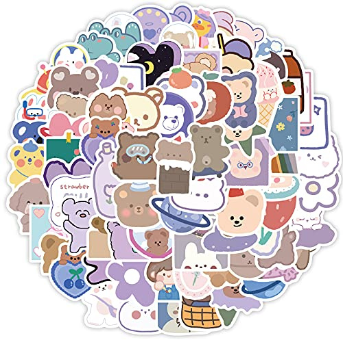 LYLSDSB Bär Aufkleber 90 Stück Wasserdichte Kawaii Vinyl Tier für Wasserflaschen, Laptop, Skateboard, Scrapbook, Tagebuch, Auto, Moto, Gepäck