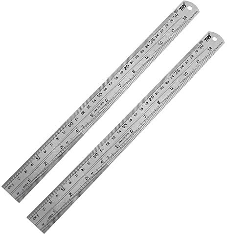 YouOKLight Stainless Steel Ruler 2-Pack, 12 Inch & 30 cm Metal Ruler Dual Scale, Flexible Yet Durable Metric and Imperial for Drawing, Engineering, Sewing, School, Office – Silver
