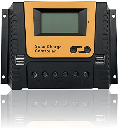 60A Solarladeregler 12V 24V 36V 48V Solarregler, PWM Solar Laderegler 60A mit Temperatursensor, 4 USB Ports, Fit für MAX 3120W Solarpanels 12V 24V 36V 48V Bleisäurebatterie und Lithiumbatterie usw.