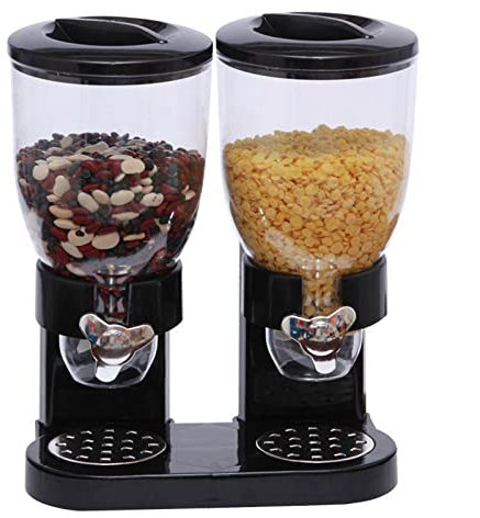 GOOBIX Dispenser di Cibo Secco Compatto, Doppio distributore di Cibo - Dispenser di Cibo Secco Perfetto Come distributore di Caramelle, Noci, Riso, muesli, Cereali e Altro.,A