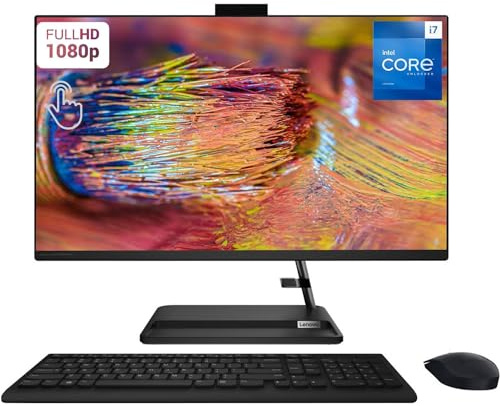 Lenovo IdeaCentre 3i computer all-in-one, display touch FHD da 27, Intel Core i7-13620H, 32 GB di RAM, SSD da 1 TB, webcam, HDMI, Wi-Fi 6, mouse e tastiera wireless, Windows
