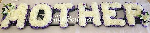 Silky Bouquets Mother Artificial Silk Funeral Flower 6 Letter Wreath Memorial Tribute Any Name