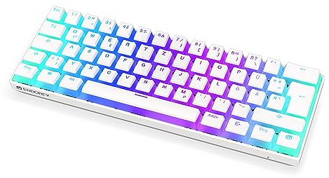 ENDORFY Thock Compact Wireless DE Kailh Box Red Onyx White Pudding, Mechanische Switches Kailh Box Red, weißes design, Keycaps aus PBT, Bluetooth und 2.4 GHz Wireless, Deutsches Layout QWERTZ