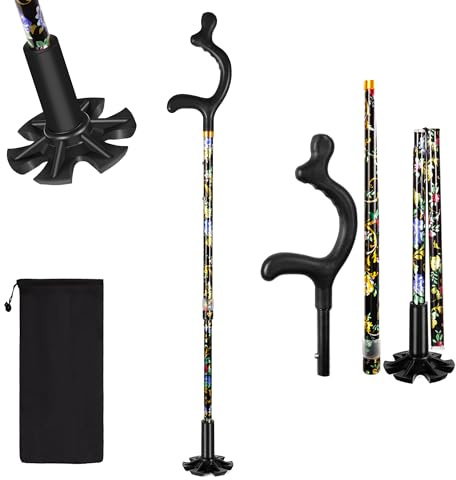 Walking Canes for Women for Stability - YOKABOZE Walking Sticks for Seniors Balance, Height Adjustable Anti-Slip Lightweight Aluminum Folding Cane Collapsable for Travel Purple Plaid