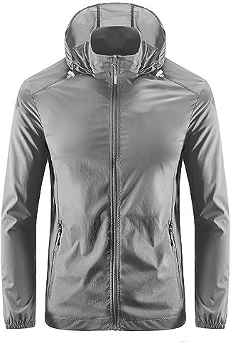 Veste Running Homme,Hommes Été Peau Lumière Respirant Glace Soie Soleil Vêtements De Manteau Extérieur Coupe-Vent Chemise De Veste en Jean Homme Noire Sweat Homme Capuche