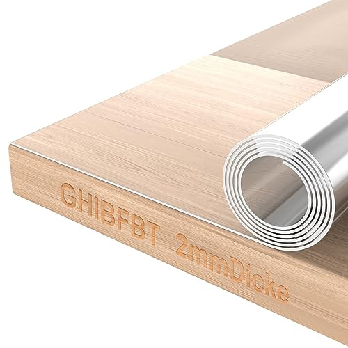 GHIBFBT Tovaglia trasparente, PVC, 2 mm, rettangolare, trasparente, impermeabile, lavabile, 90 cm x 180 cm x 2 mm
