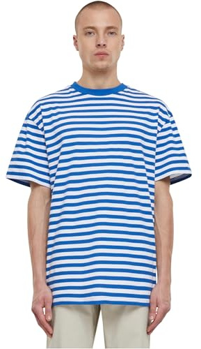 Urban Classics Camiseta para Hombre Regular Stripe tee White/Royal XXL, Blanco y Azul Real, XXL