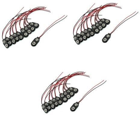 Uonlytech 150 Piezas Clip de batería V Clip de batería para Dispositivos Clip de batería para LED Clip de batería Resistente Conector de batería de 9v Clip de batería de 9v botón Cable 15c