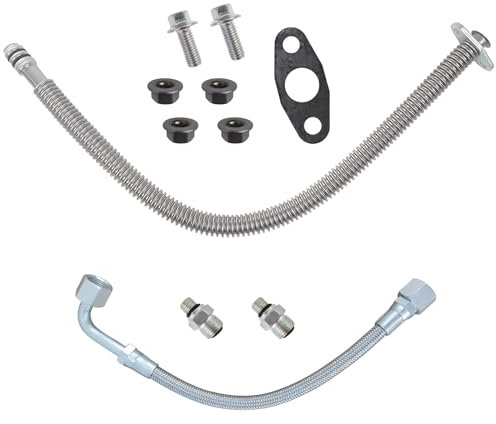 Turbolader-Öl-Rücklaufleitung und Ölzufuhrleitung, kompatibel mit Dodge Ram 2500 3500 5,9 l Turbo-Ölrücklaufrohr mit Anschlussdichtung