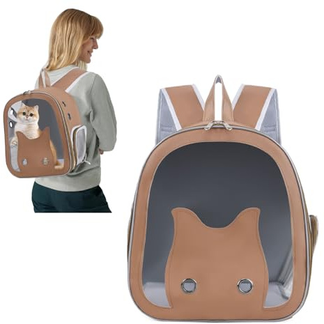 PETCUTE Haustier Rucksack Raumkapsel,Faltbarer Katzerucksack Hundetragerucksack mit Vornes Transparentes Fenster,Innerer Sicherheitsleine,Atmungsaktive Rucksack für Kleine Katzen und Hunde,für Reisen