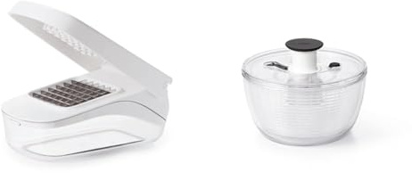 OXO Good Grips Vegetable Chopper with Easy-Pour Opening, White, 10.7 x 26.2 x 16.5 cm & Good Grips Little Salad & Herb Spinner, Plastic