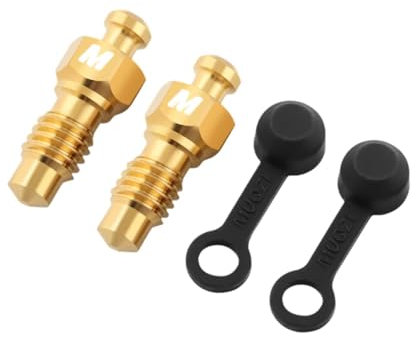 Harilla 2X Bremssattel-Entlüftungsschrauben, Entlüftungsschrauben für hydraulische Fahrradbremsen, Bremsentlüftungsschrauben mit passenden Kappen für, Gold