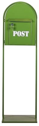 LMXRYPD Boite aux Lettres sur Poteau avec Serrure à Clé, Boîtes aux Lettres en Métal pour Petites Maisons, Boite au Lettre avec Base et 2 Cadres de Support, Décorations de Vacances(Green)