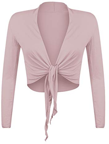 Glamexx24 Damen Elegante Bolero Jäckchen Langarm Achselzucken Strickjacke, Dunkel Rosa, Gr.- S/M