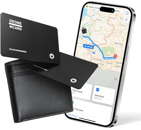 Hongtop H Ultra Thin Wallet Tracker Card, Smart Tracker Card Works with Find My (iOS Only),Wallet Finder Tracker Tag for Wallet,Key etc,Up to 3-Year Rechargeable Battery (2PCS, Black)