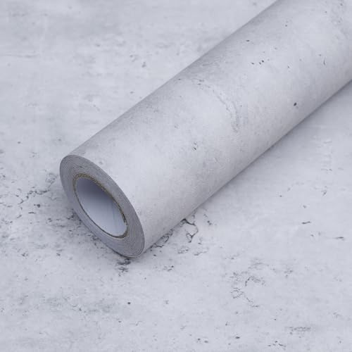 FEILAYS Graue Selbstklebende Tapete Beton-Kontaktpapier Vinyl-Möbelaufkleber Dekorative Folie im Industriestil 60CMx3M Matt Verdicken Wasserdicht Geeignet Für Wohnzimmer Schlafzimmer
