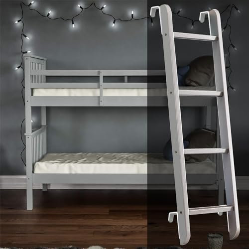 Scala per Letto a Castello a 4/5 gradini, Scale di Ricambio per Letto Singolo in Legno con Ganci, Scala Dritta Multifunzione, Scala di Sicurezza Regolabile, 51