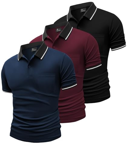 SwissWell 3er Pack Poloshirt Herren Kurzarm Golf Poloshirts Atmungsaktiv T-Shirt für Herren Polo Shirt