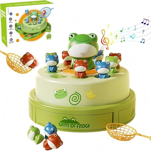 Froschspiel, Spiel ab 3 4 5 6 Jahre, Kinderspielzeug Musik Rotieren Brettspiele ab 3 Jahre, Motorikspielzeug Familienspiel für Junge Mädchen