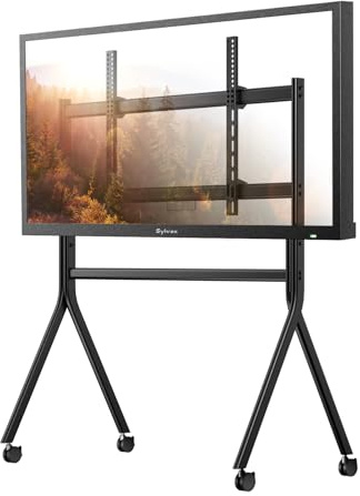 SYLVOX Mobile TV Stand on Wheels for 65-75 Inch Outdoor TVs, Heavy Duty Y-Type Rolling TV Cart Max Load 60kg / 132lbs, 360° Lockable Wheels, Max VESA 1200×600mm for Outdoor Office Home