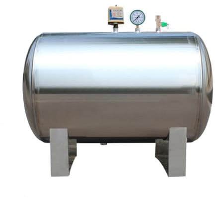 RENLXFI 26 42 53 66 79 Gal Horizontal Water Pressure Tank Large Capacity, Stainless Steel Emergency Pressurized Tanks for Well Pump, Water Storage Tank with Installation Kit(200L/52.8Gal-95x65cm)