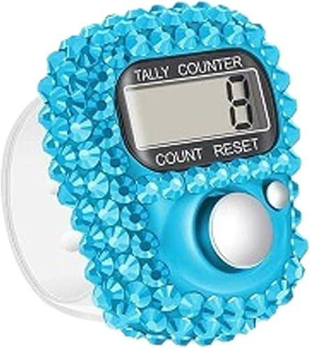 Contatore elettronico blu per dita, contatore clicker per dita, contatore portatile con display digitale, mini contatore di giri ripristinabile per articoli da golf, accessori per lavoro a maglia e