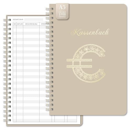BIROYAL Kassenbuch A5-120 Seiten Haushaltsbuch, Budget Planner & Kassenbücher - Einnahmen Ausgaben Buch - Haushaltsbuch zum Eintragen - Kassenbuch Kleinunternehmer - Ausgaben Tracker Finanzplaner