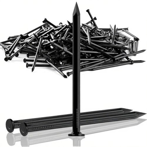 Jyvex 200 clavos de acero, 50 mm, clavos de hormigón negros, clavos de acero para hormigón, clavos de pared para cuadros, clavos para paredes de hormigón, clavos de madera para cuadros, clavos de