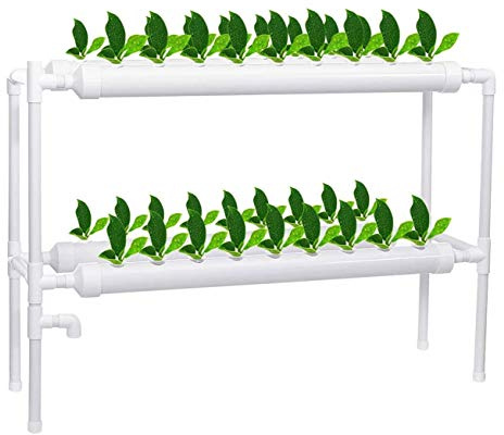 Sistema di Coltivazione idroponica a 2 Strati per 36 Piante, Sistema di Coltivazione idroponica a 4 Tubi, Kit di Coltivazione idroponica per ortaggi a Foglia, lattuga, Erbe aromatiche e seda