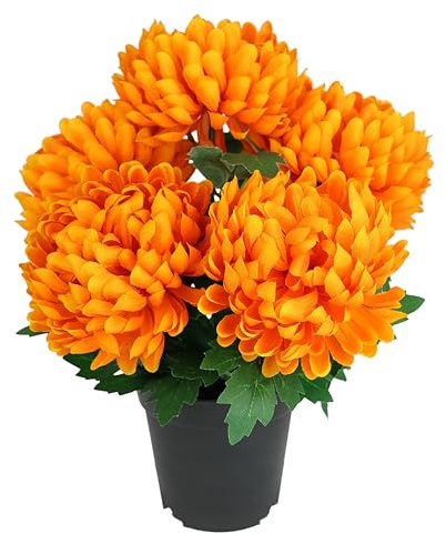 Konstgjord blomma krysantemum i kruka balkongväxt balkongväxt blomma buske dekoration blomma bröllop krysantemumbuske höstdekoration höstblomma konstgjord växt växt realistisk krukväxt