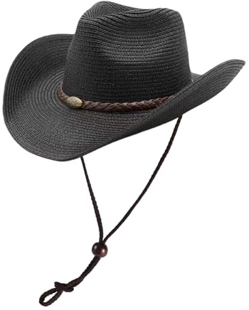 MivBuks Strohhut Herren Sommer Cowboy Hut für Herren Damen Sommerhut Westernhut UV Schutz onnenhut Panama Hut