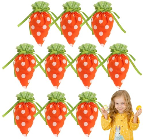 Karottentüten für Ostern – Geschenktüten 10 x Süßigkeiten | mit Kordel aus süßen Karotten von Kaninchen | Frühling Basketball Stumper Treat Beutel | Partyzubehör Ostern für | Geschenke