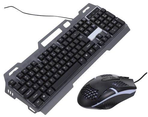 LOORGVEL Tastiera e Mouse Gaming USB con Retroilluminazione LED Colorata Design Ergonomico e Conflitto Set con Supporto Smartphone per Accessori Scrivania Gamer Nero