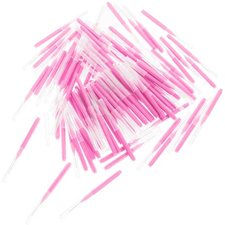Balacoo 100 pièces Brossettes Interdentaires Portables pour Appareil Brosse Nettoyage Gouttière et Pratique Brossettes Hygiène Buccale Rose