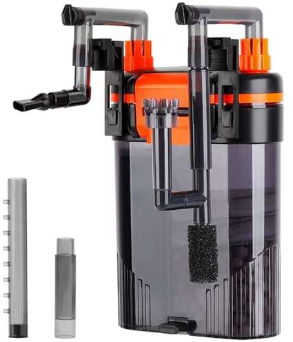 Hygger Filtro Acuario, 680 L/H 8W Filtro Acuario Extern, Silencioso Filtro Acuario Mochil con Boquilla de Pico Pato Salida de Tubo Ducha, Ajustable Aquarium Filter para Tanque de 150-225L