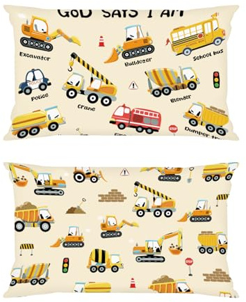 Joymaison Kissenbezüge 33x45 cm 2er Kinder Cartoon BauFahrzeuge Bagger