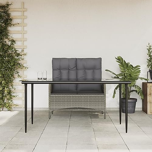 QJBSAVVA 2-TLG. Garten-Essgruppe 160 x 80 cm Poly Rattan mit Verstellbarer Rückenlehne, Grau-B, Modernes Design & Robustheit für Garten Balkon Terrasse