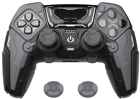 PlayVital Cover Controller per ps5 Edge Joystick, Custodia Silicone Skin Protettiva Grip Antiscivolo & Copri Analogici & Adesivi, Accessori Antiurti per ps5 Edge Controller, Mecha Stellare - Nero