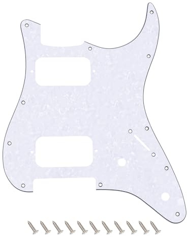 Banworks Strat HH Pickguard mit runden Ecken offenem Humbucker und 2-Topf-Ausschnitt, 4-lagige 11-Loch-Stratocaster-Schlagplatte für Fender Squier Stratocaster Strat ST JT/HB-32 White Pearl