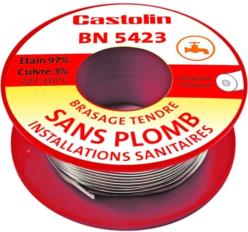 CASTOLIN Bobine 5423 - alliage étain cuivre 3% avec âme décapante 250gr - Vis, fixation et droguerie