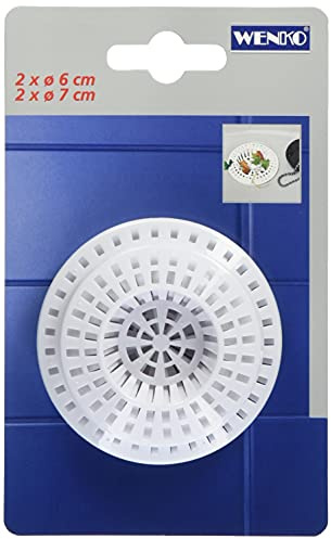 WENKO 4920220100, Abflusssieb, 2 Gross / 2 klein, weiß