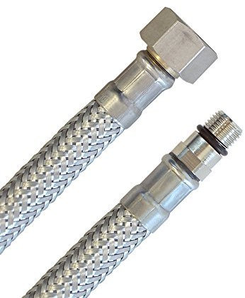 H2O-Flex® DN8 Panzerschlauch 3/8 Zoll ÜM x M10 x 1 AG kurz Armatur Flexschlauch 200mm Anschlussschlauch Wasserhahn Wasseranschluss Wasserleitung Verlängerung