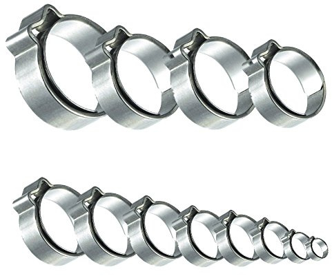 AUPROTEC Collier à 1 oreille avec bague en acier inoxydable DIN 3017 choix: 5,6-6,5 mm, 10 pièces
