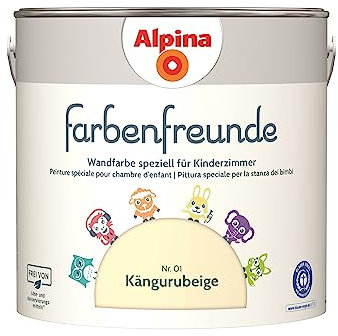 Alpina Farbenfreunde – Nr. 01 Kängurubeige – Wandfarben speziell für Kinderzimmer – frei von konservierungs- und lösemittelfrei – für ein gesundes und behagliches Raumklima – 2,5L
