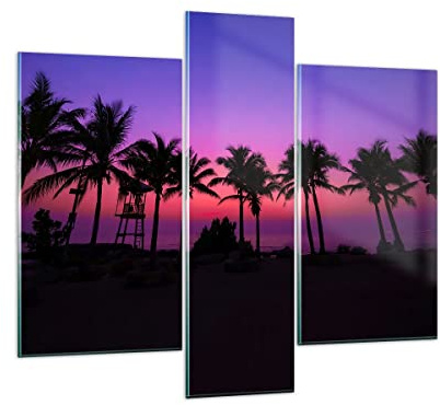 ARTTOR Tableau sur Verre Décoratif 95x80cm Paysages Maritime - 2788 | Ouest Soleils Crépuscule Impression sur Verre Grand Décoration Murale Art Mural Verre Trempé Salon Design Moderne ARTTOR