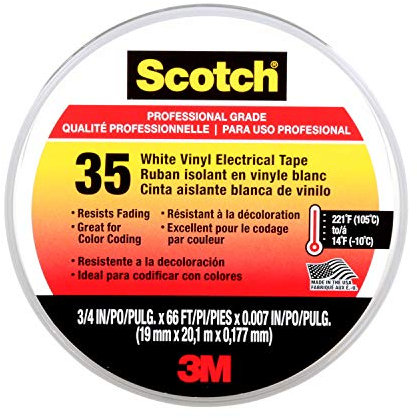Scotch #35 Weißes Vinyl-Isolierband, 1,9 cm x 20,1 m (10828)