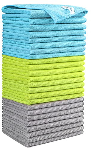 AIDEA Microfibre Cleaning Cloths Pack of 24, Multifunctional Reusable Cleaning Towels, Lint Free Streak Free Washable Cloth Duster for House, Kitchen, Car, Motorbike, Windows 30 x 30 cm